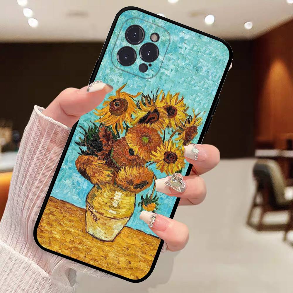 Vincent Van Gogh Oil INS Phone Case For iPhone 17 16 15 14 11 12 13 Pro Max Plus Mini Soft Back Cover