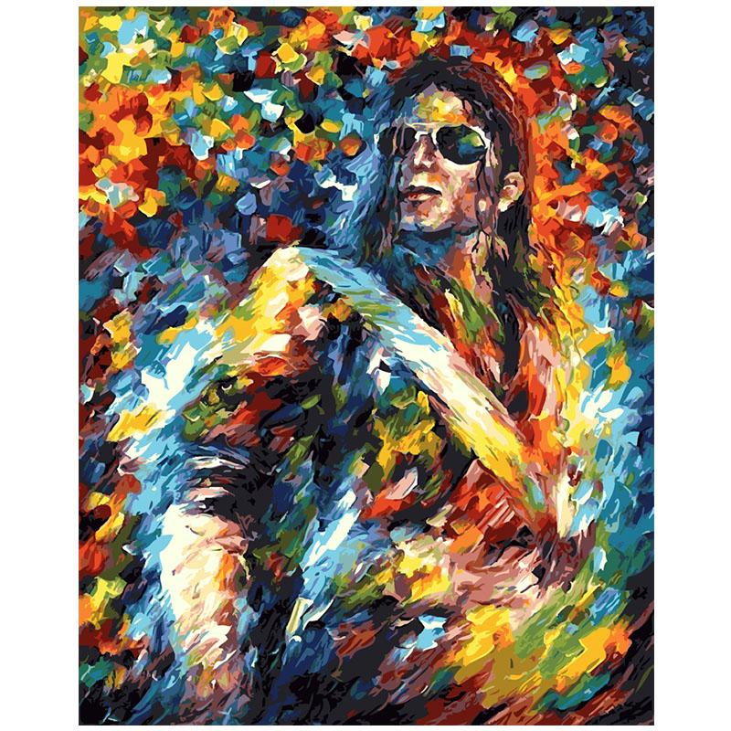 

DIY картина маслом по номерам ремесленный декор 40x50 см безрамный поп-арт Майкл Джексон