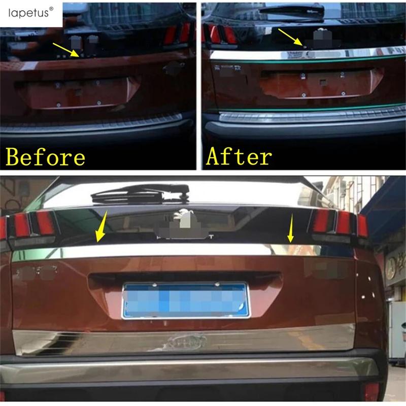 Rear Tail Door Lid Molding Strip Decoration Cover Trim Stainless Steel Accessories Exterior For Peugeot 3008 3008GT 2017 -