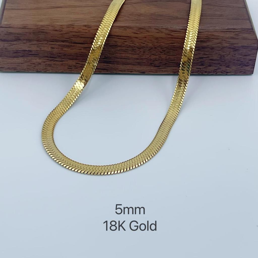 Unisex Snake Chain Necklace Choker Stainless Steel Herringbone Gold Color Fashion Jewelry Gift for Her Women and Men