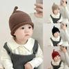 Solid Color Crochet Bonnet Soft Toddler Cap Casual Design Kids Winter Beanie Daily Wear