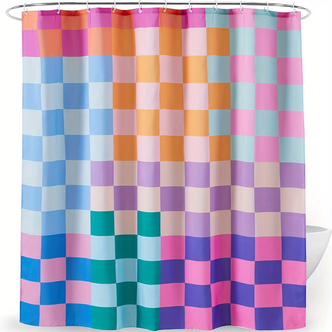 

Rainbow Plaid Retro Shower Curtain - Multicolored Colorful Modern Decor - Washable Fabric Curtain - Stylish Aesthetic Bathroom W60H190(CM)-1 Pcs