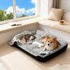 Washable Dog Bed With Blanket Non-Slip Washable Calming Thick Dog Bed Warm Sleeping Mat For Puppy Cat Small Medium Large Pet