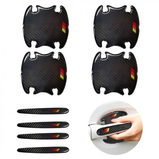 8X Door Handle Bowl Anti Scratch Stickers Protector Carbon Fiber Car Accessories