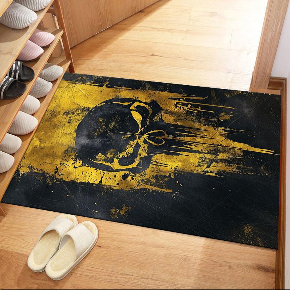 Golden Skull Artwork Floor Mats for Living Room, Bedroom and Room Decoration Are Suitable for Gifts.