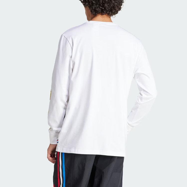 Adidas X Stone Roses Collaboration Manchester United Letter Pattern Printed Retro Football Casual Culture Long Sleeve T-Shirt Men T-Shirt White IP9192