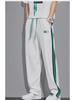 Pantalon rayé tendance d'été pour homme à jambes larges - Coupe ample style décontracté sportif