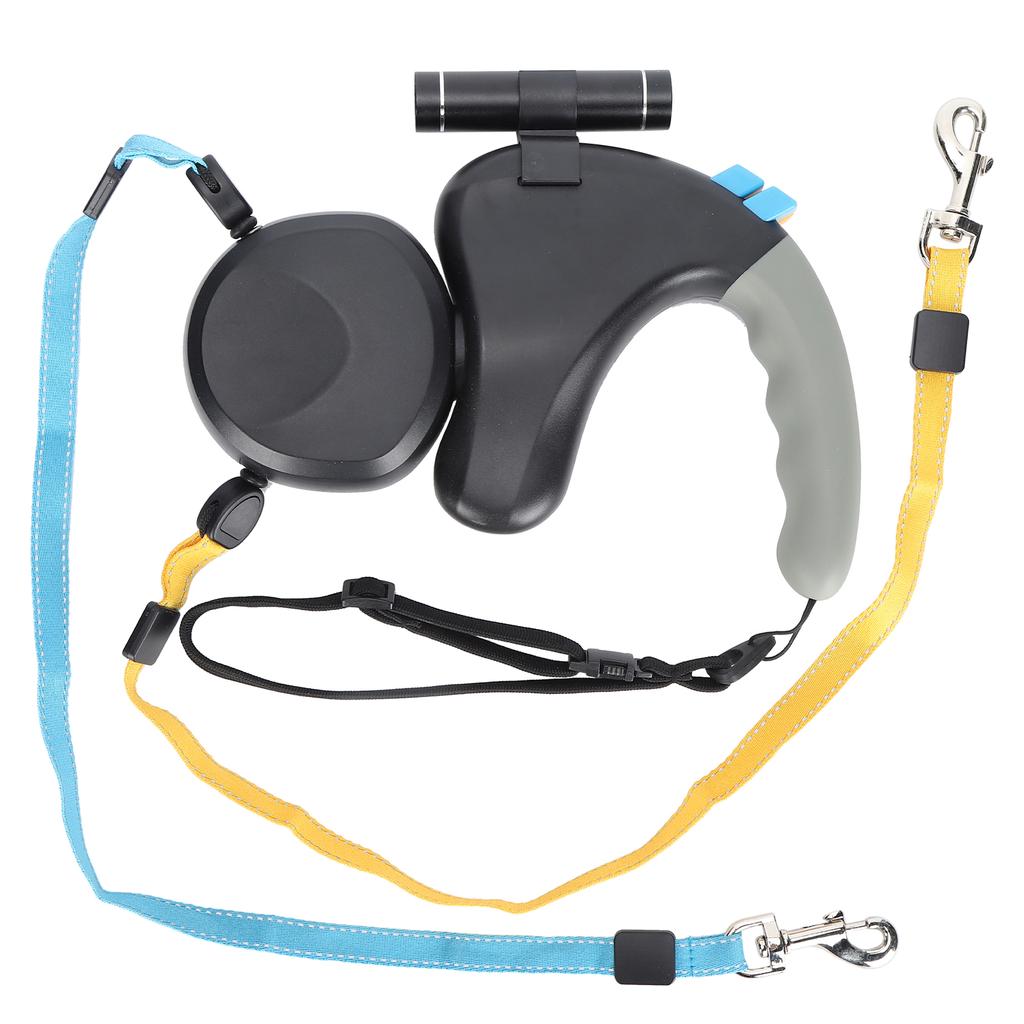 Haustier DoubleHead Zugseil One for Two Traction Dog DoubleEnded Leine mit LED-Licht(Schwarz )