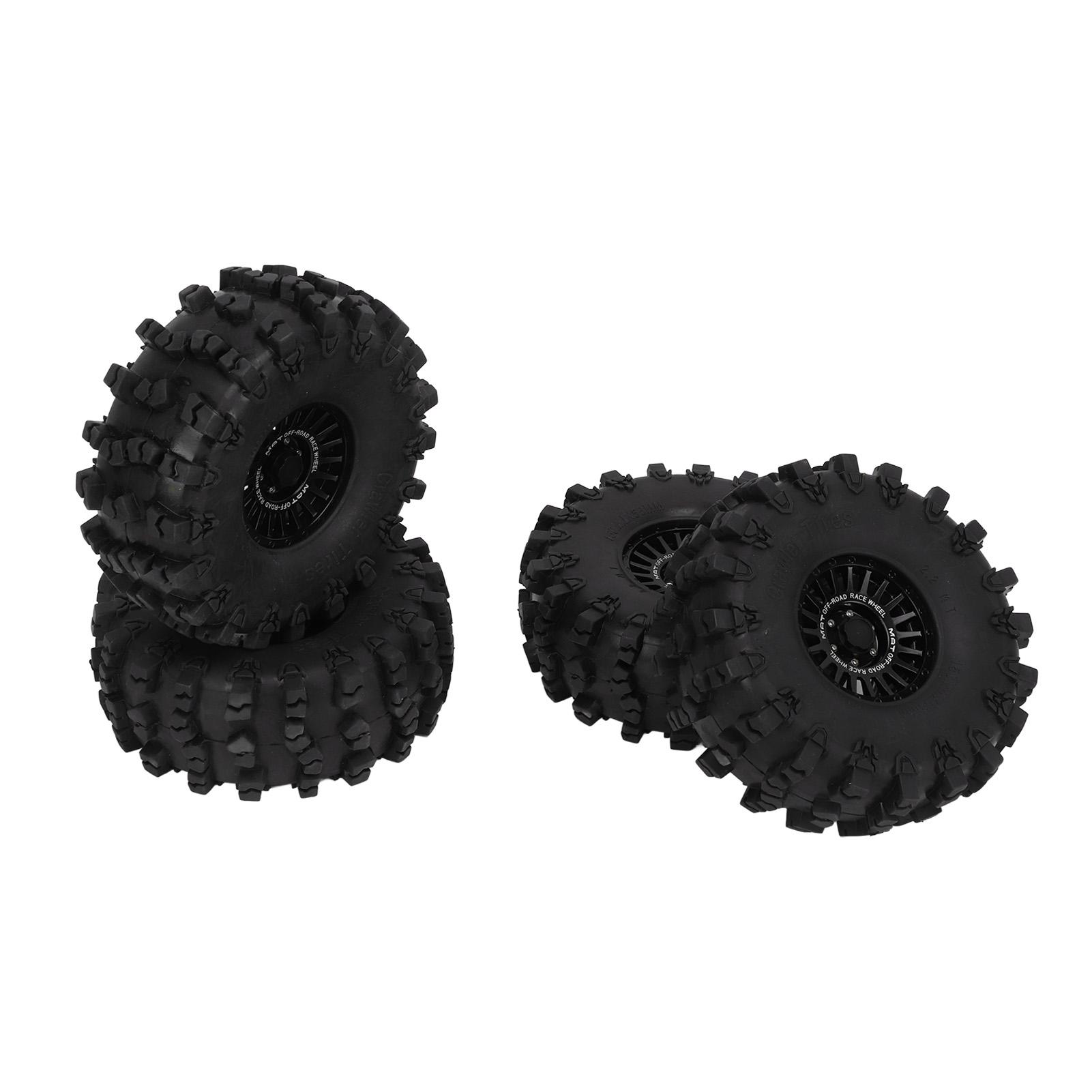 

4Pcs RC Car Tire 2.2in Aluminium Alloy Hub Rubber Wheel Accessory Set Kit for DIY