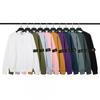 STONE Classic Solid Color Crewneck Sweatshirt Men Women Casual Long Sleeve Pullover With Badge Loose Fit Teenagers