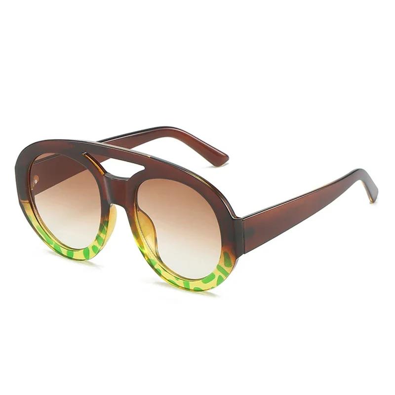 Classic Double Bridges Ladies Circular Sun Glasses Glasses Trendy Pattern Gradient Shades UV400 Men Trending Punk Sun Eyeglasses Gafas De Sol