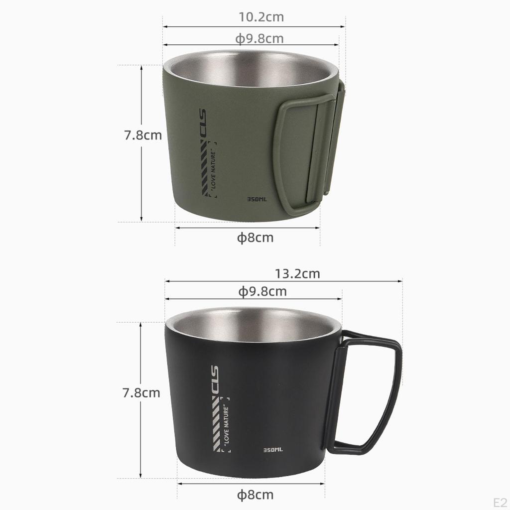 Camping Mug Cup 350ml Portable Drinkware Climbing Stainless Steel Travel Double Wall Fishing