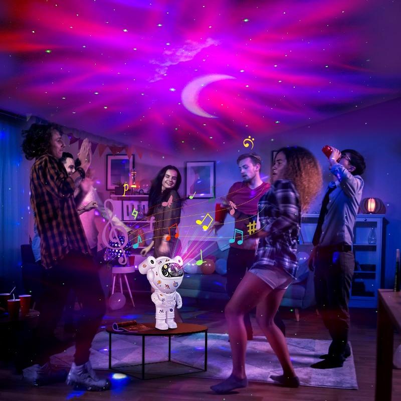 Kids Star DIY Projector Night Light with Remote Control 360 Adjustable Design Astronaut Nebula Galaxy Lighting Bluetooth Speaker