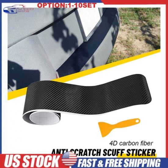 4D Carbon Fiber Protection Strip Rear Guard Bumper Sticker Panel Protector 1-5X 1x Rear bumper guard