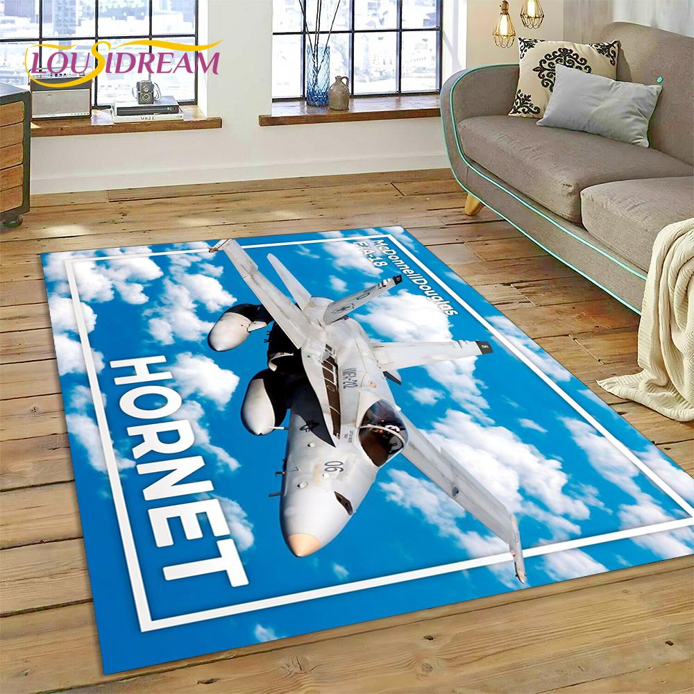 3D Flygvapnets Jaktplan Spitfire Flygplan Matta för Hem Vardagsrum Sovrum Soffa Dörrmatta Dekor, Barnområdesmatta Halkfri Matta