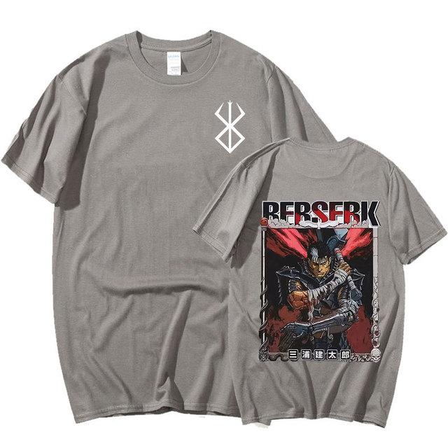Japanisches Anime Berserk Guts Grafik-T-Shirt Swordsman Gatsu Sacrifice Zodd Fight Sommer-T-Shirts für Herren und Damen, Baumwolle, Gothic-T-Shirts, Streetwear
