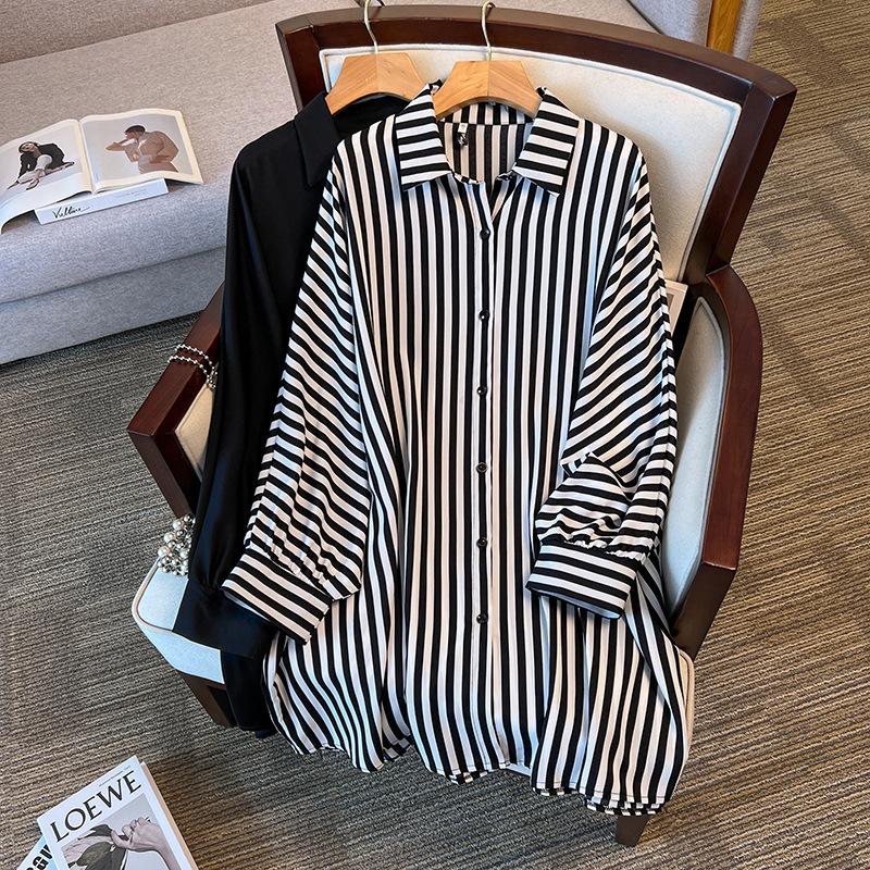 

Korean Style Black Batwing Sleeve Plus Size Artistic Retro Mid-Length Slimming Top 6XL (180-300 jin)