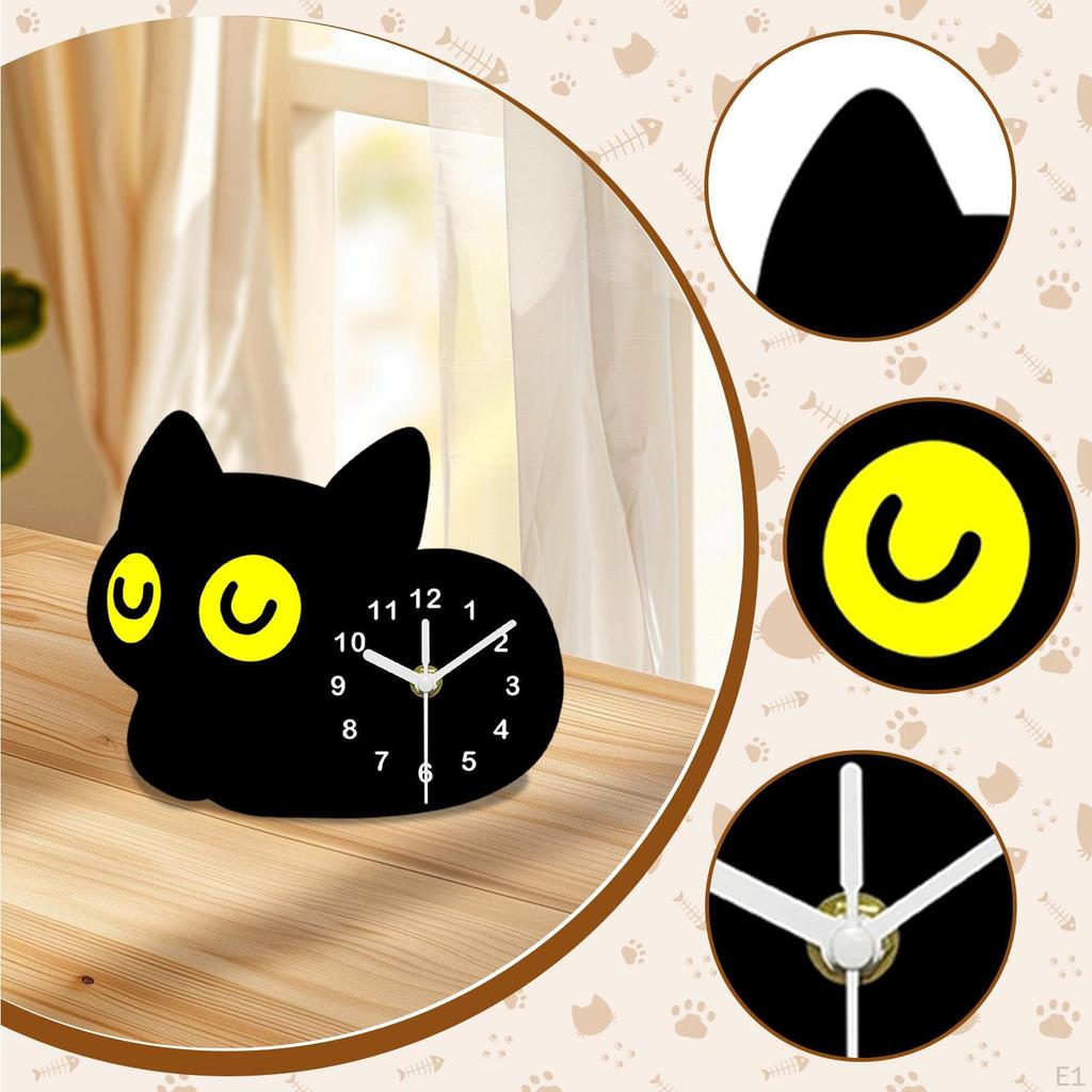 Schwarze Katze Tischuhr Tier Schreibtischuhr, Dekorative Neuheit Acryl Deko Zuhause für