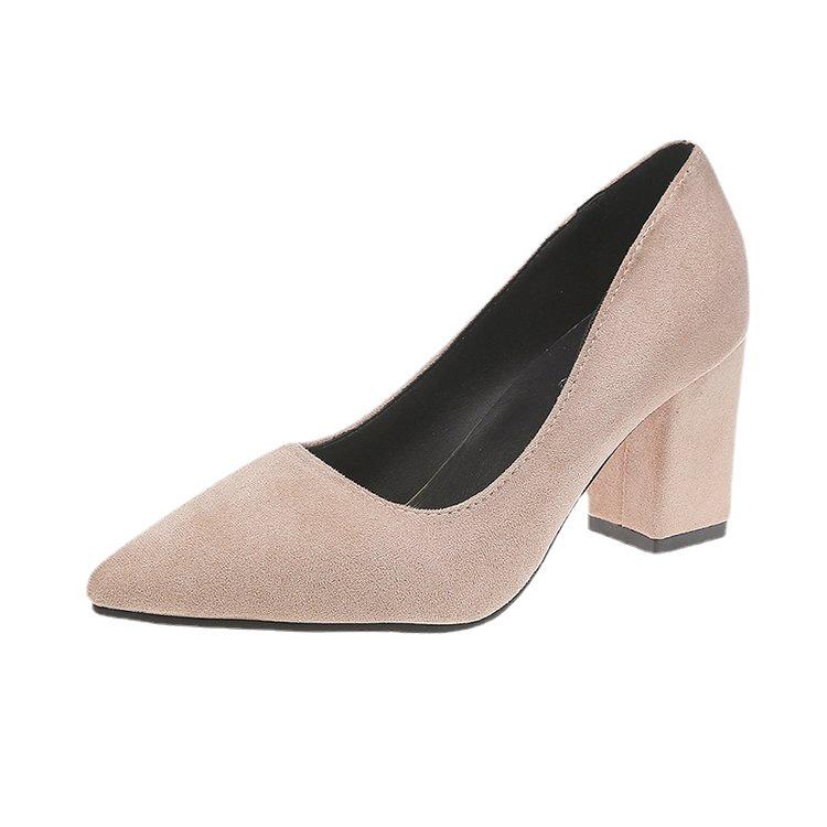 Women's Plus Size Suede Chunky Heel Pointed Toe Heels - European & American Style