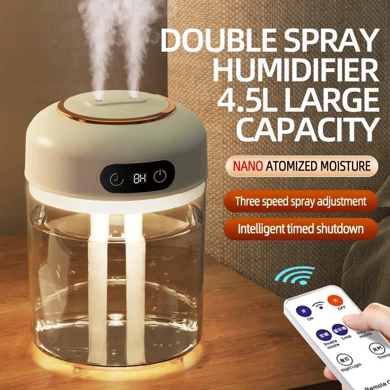 4,5l zvlhčovač vzduchu profesionální velkokapacitní USB domácí dvojitý mlhový aromaterapeutický zvlhčovač s dálkovým ovládáním a časovačem