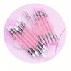 Set Pink Dual Ended Rhinestone Nail Art Silicone Pen Sculpture Pen 3D Flower Carving DIY Manicure Brush Nail Dotting Pen