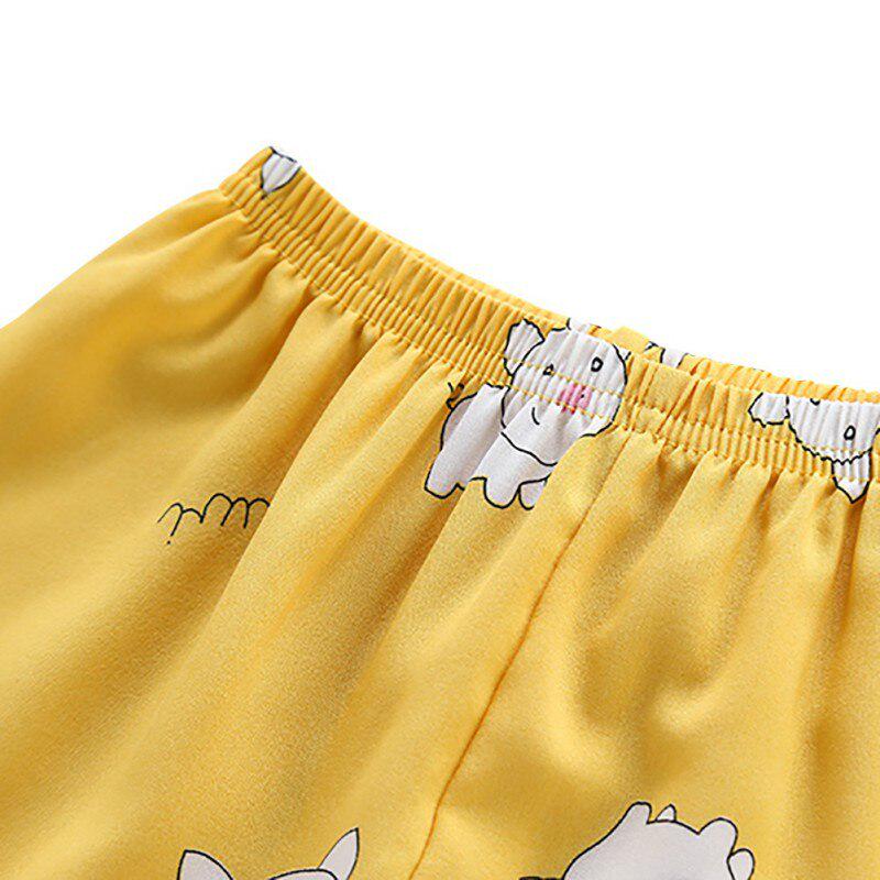 Pijamas Ni?os Baby Kids Boys Girls Cartoon Piggy Print Outfits Set Short Sleeve Blouse Tops+Shorts Sleepwear Pajamas