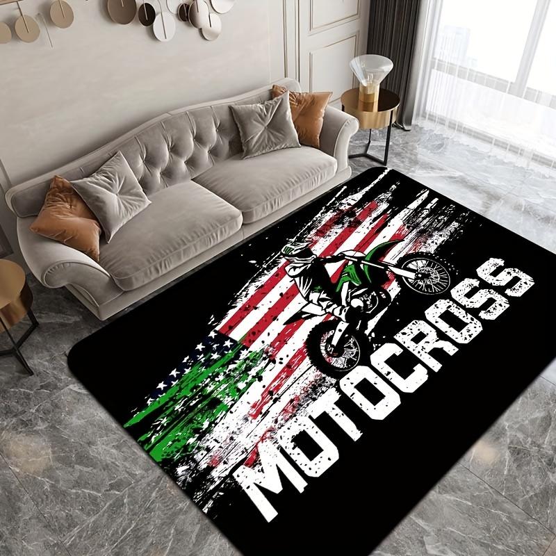 1pc/8Mm Motorcycle Off-Road Race E-Sports Room Carpet, Laundry Room Mat, Bathroom Rug, Kitchen Mat, Living Room Carpet, Bedroom Rug, Indoor