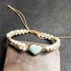 4mm Amazon stone woven bracelet, peach heart shape, stone accessories, adjustable bracelet