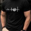 Unisex Black Oneck Tshirt Moon Heartbeat Print Casual Short Sleeve Cotton Tee Astronomy Lover Streetwear Tops Slim Fit For Unisex