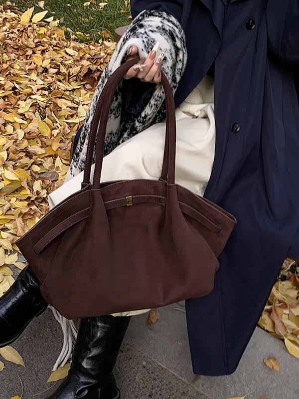 2025 Women's Suede Tote Bag - Large Capacity, Frosted Finish, Versatile Handbag for Autumn/Winter