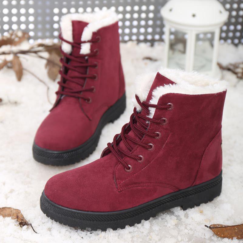 Damen Winterstiefeletten - Große Größe, Warm, Flache Ferse Baumwollschuhe