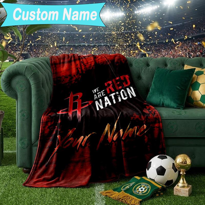 Custom Name Blanket Rockets Basketball Team Blanket Bedding Blanket for Travel, Camping, Living Rooms, Offices, Sofas, Fan Christmas gift
