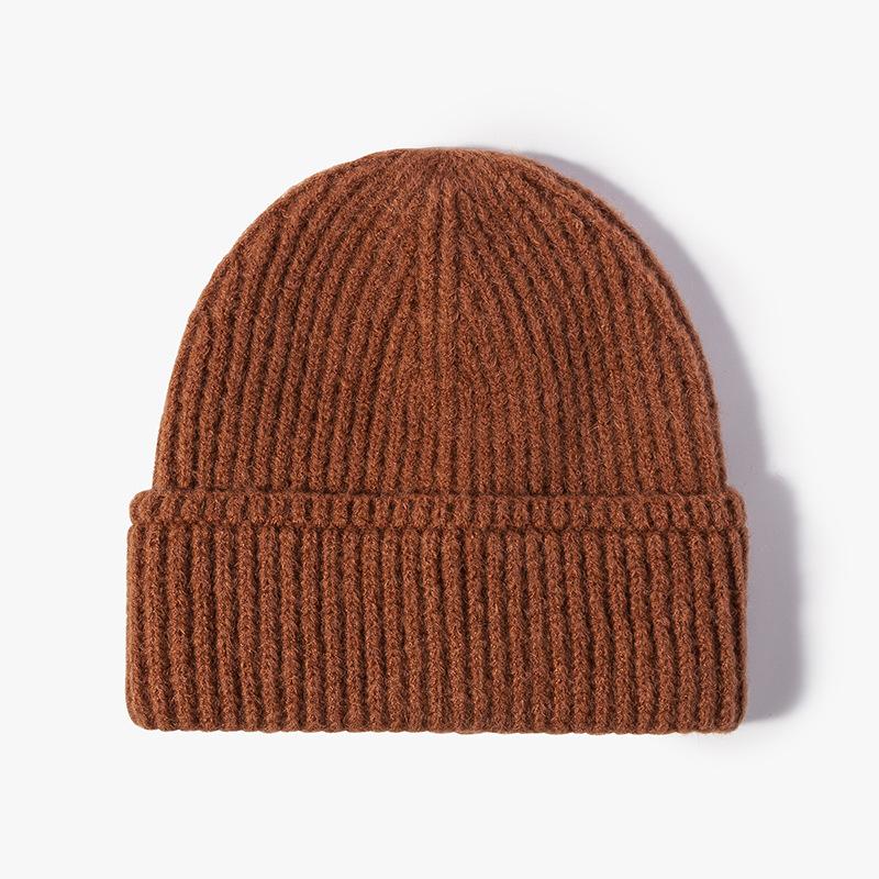 Cross-Border Soft Double Layer Pullover Bare Plate Knitted Warm Dome Hat Acrylic Beanie