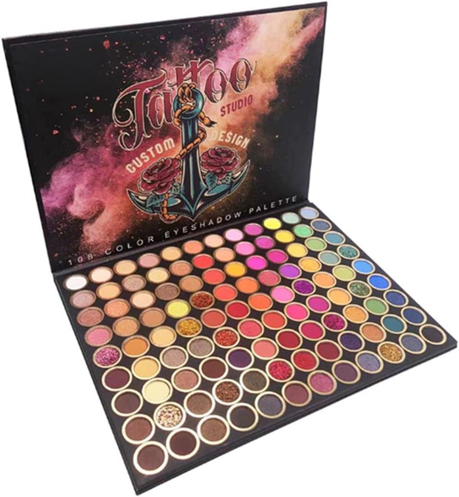 Professional Eyeshadow Matte and Glitter Color Highly Nude Palette Eye Makeup Set 108-Color Palette, Eyeshadow, Pigmented, Waterproof, Long-Lasting