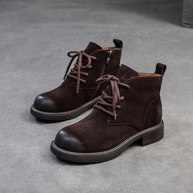 

Johnature универсальные британские полусапожки из натуральной кожи в стиле ретро со шнуровкой женские туфли 38 кофейный