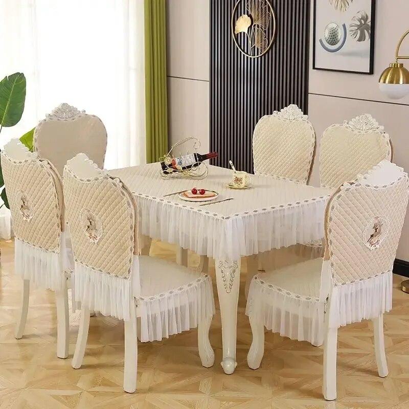 

Европейский стиль, подушка для сиденья обеденного стола, красивая марлевая аппликация, чехол на стул, нескользящий съемный моющийся чехол на табурет 80x130cm 1pcs