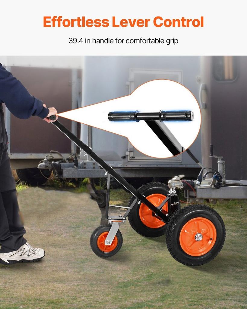 1000lbs Trailer Dolly 16.7 and 22 In Adjustable Height 2 In Ball 14 In Tires