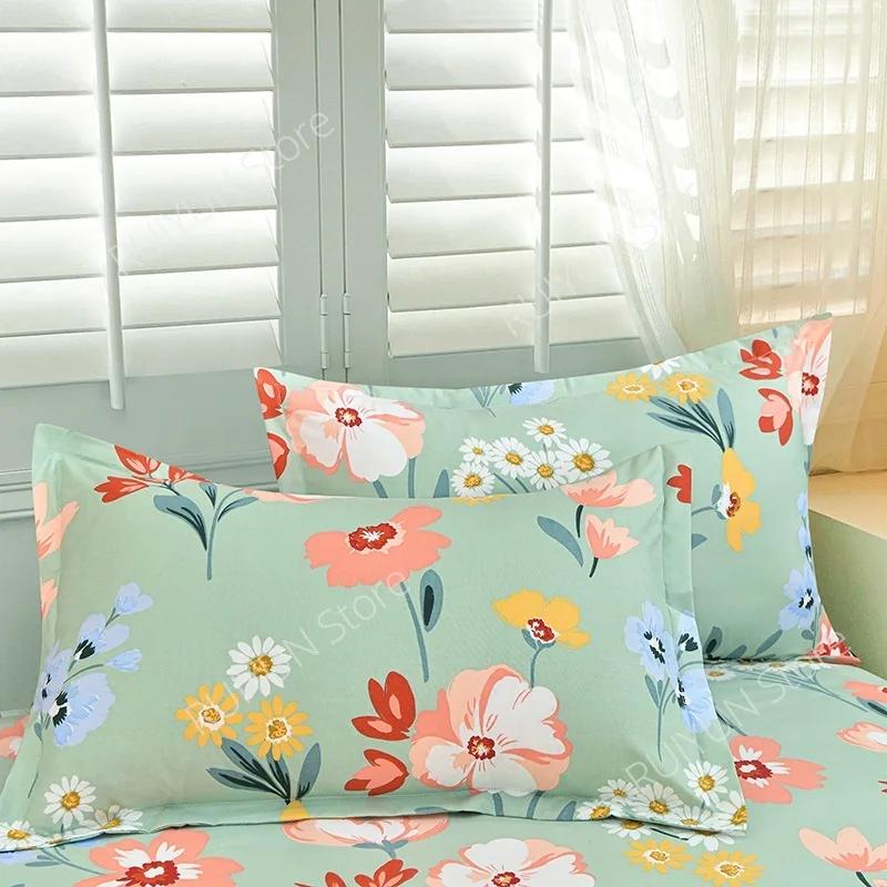 Dvouvrstvá postelová sukně, protiskluzový chránič matrace, květinový tištěný princeznovský přehoz, přehoz na postel, prostěradlo, dekorace