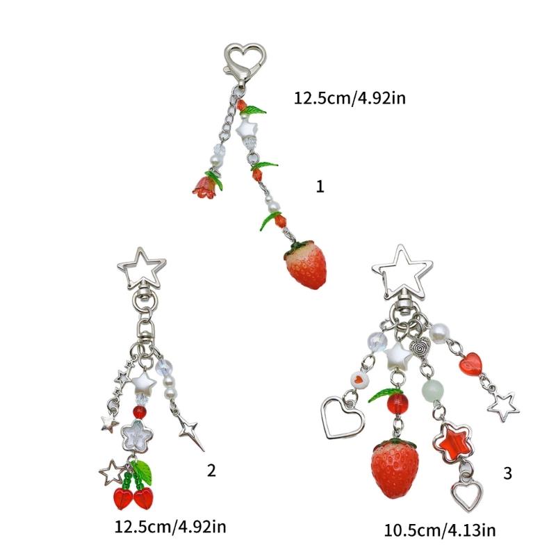 Keyring Ornament Strawberry Bag Charm Keychain Alloy Material Backpack Pendant