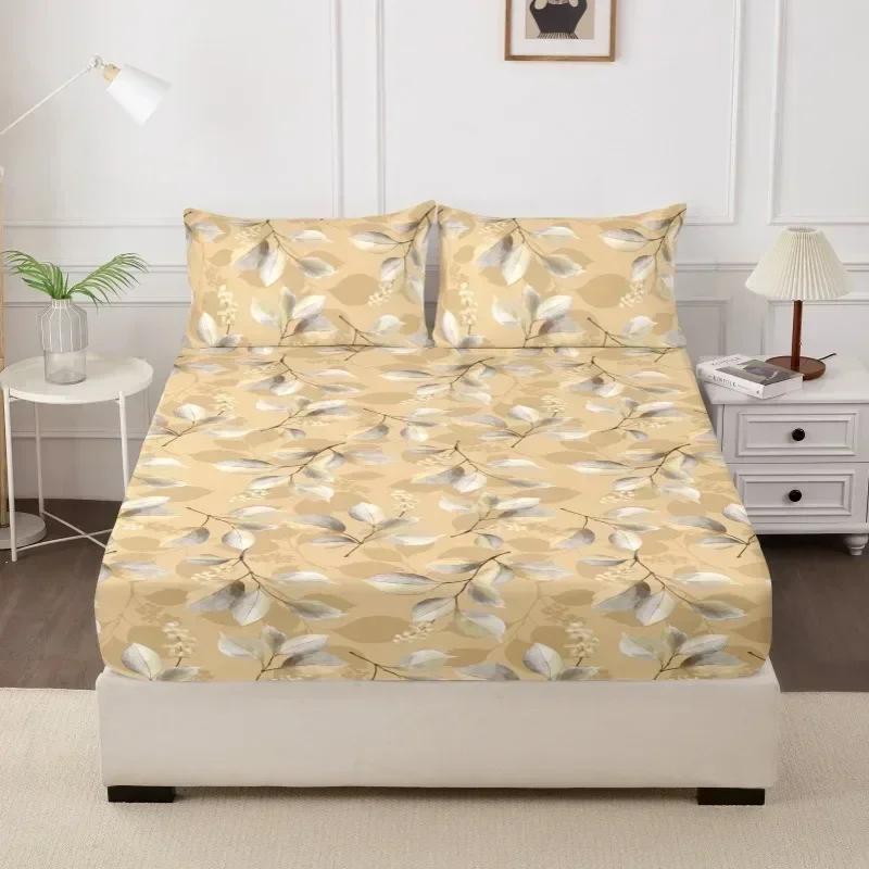 1PC Printed Fitsheet Single Double Twin Queen Size Mattress Cover with Elastic Band Bedsheet Soft Comfortable Fitted Sheet