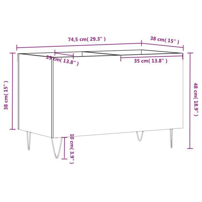 VidaXL Armoire à disques gris béton 74,5x38x48 cm bois d'ingénierie 831728