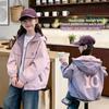 Giacca Reversibile per Bambina Primavera Autunno Moda Bambini Top Giacca a Vento con Cappuccio per Bambini Grandi Cappotto da Esterno