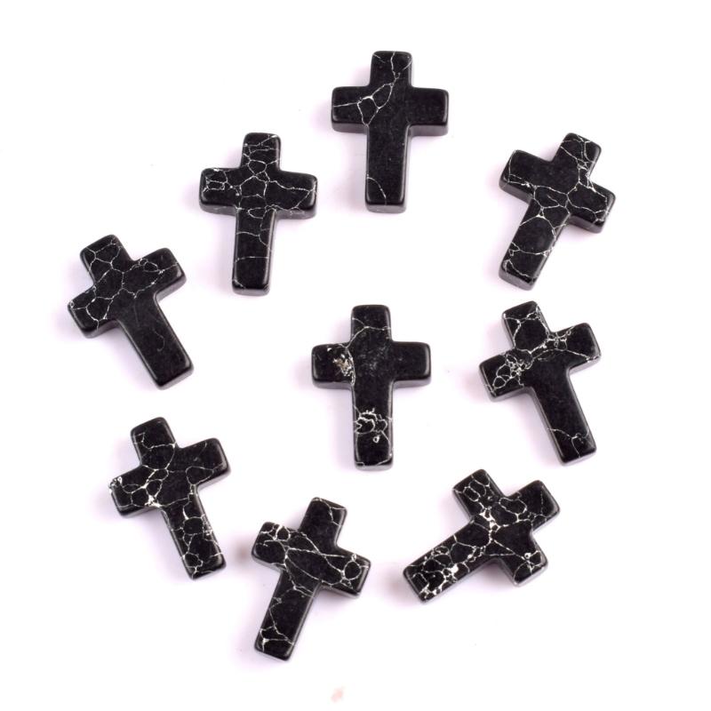 Pack of 19 Crystal Crosses Charm Holeless Design Natural Energy Enhancers for Meditations Home Office Desk Decors Craft