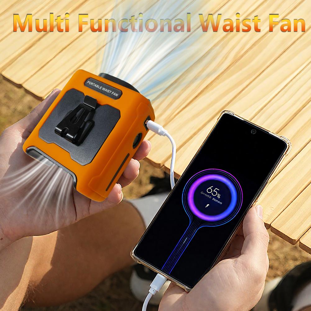 Portable Waist Fan with Power Bank Cool Waist Fan Brushless Motor Belt Personal Cooling Fan for Sports Cooking Outdoor Work