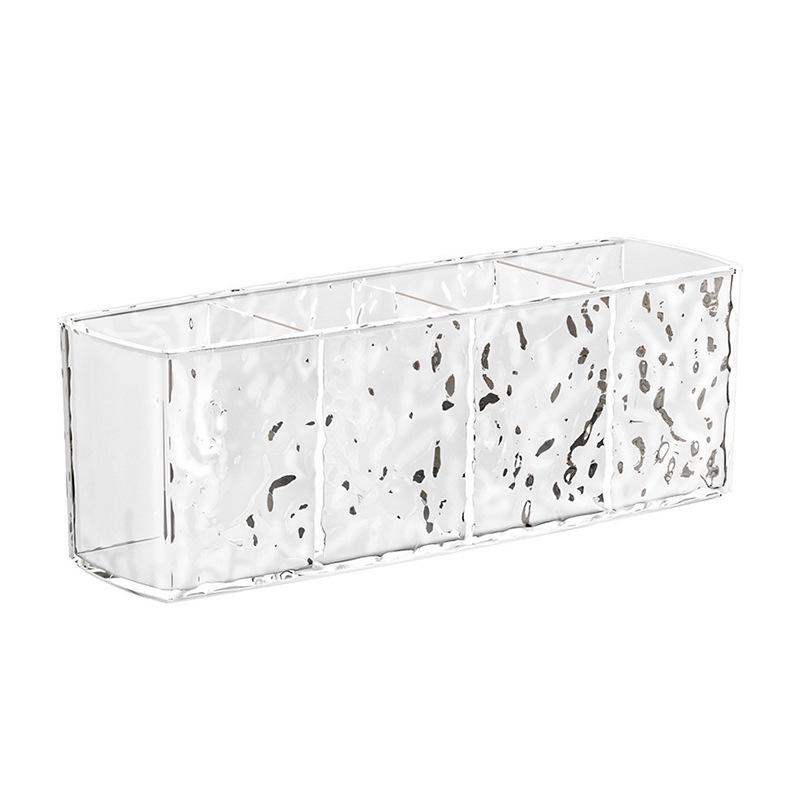 Transparent Luxury Organizer: Desktop Storage Box with Mirror for Makeup, Brushes, Eyebrow Pencils & Stationery.