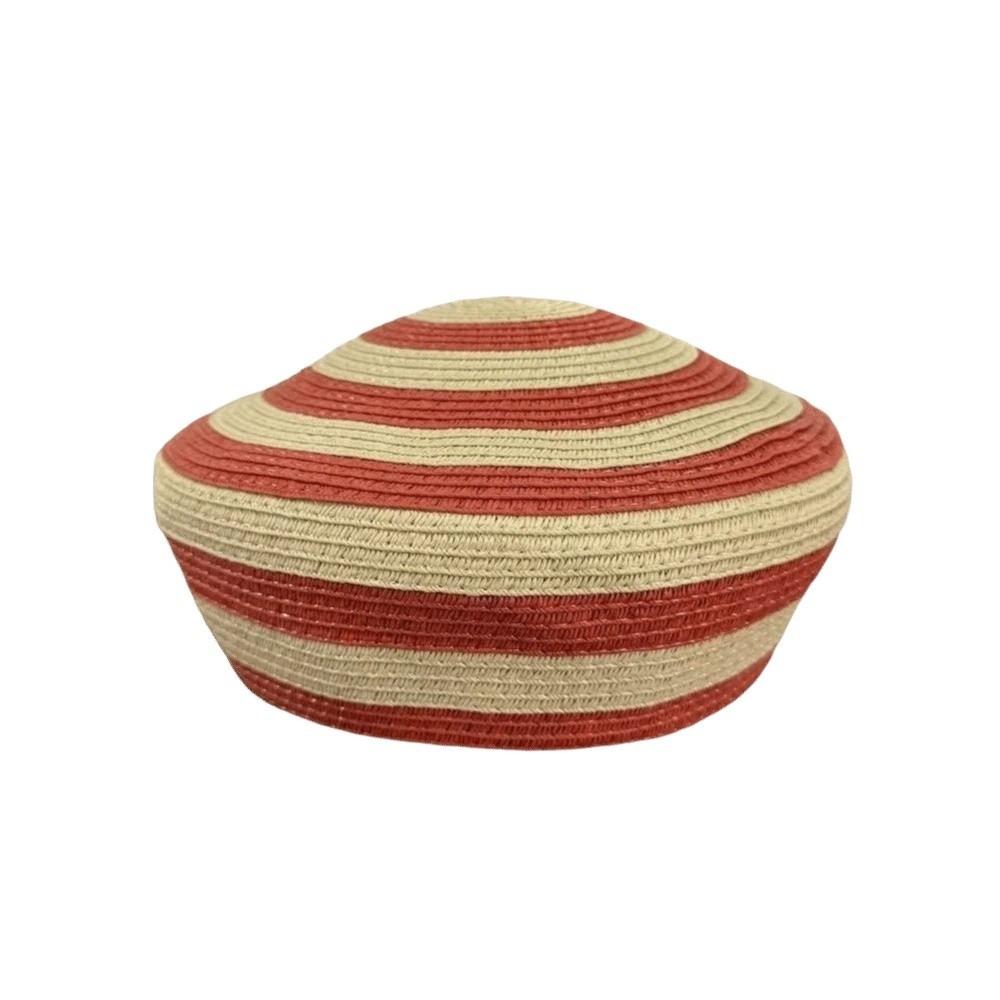 Color Block Straw Top Hat Striped Pattern Sun Hat Brim Hat Dome Cap Beach Vacation
