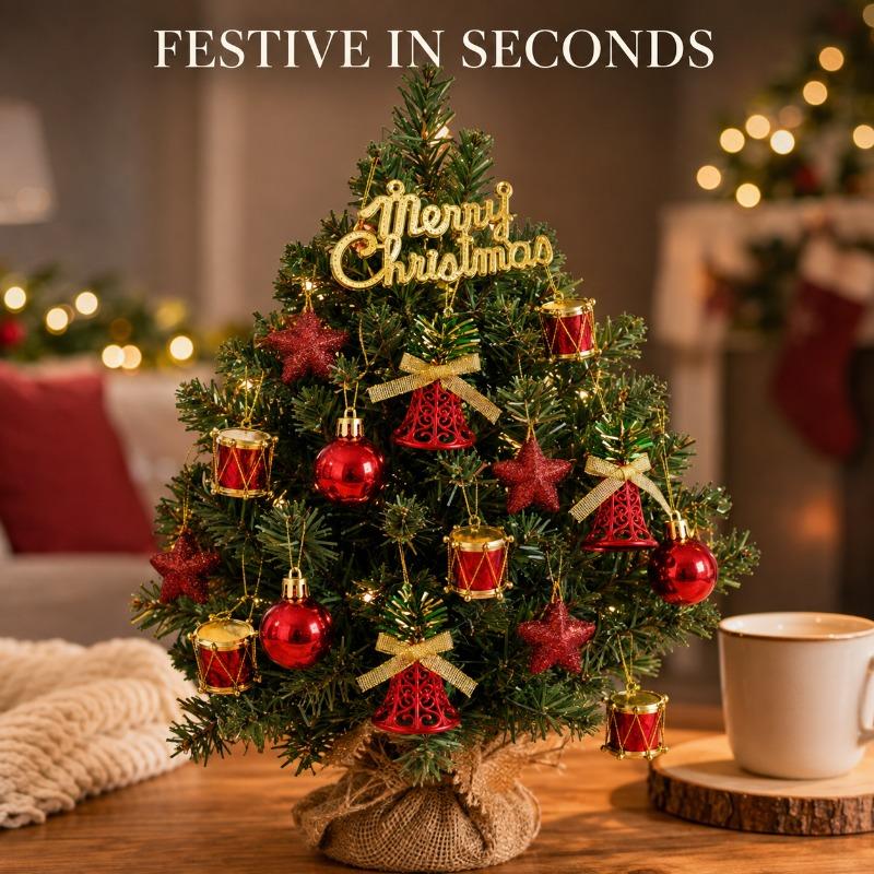 Christmas Tree Pendants Ornaments Set Five-pointed Star Christmas Baubles Gift Box Hanging DIY Crafts Xmas Pendant Home Decor