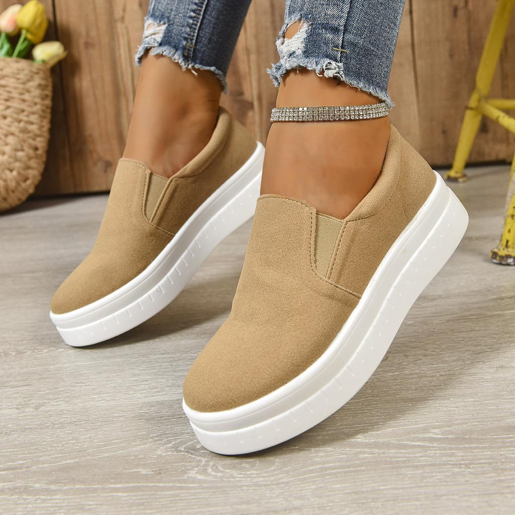 Casual Shoes Women's New Round Head Women's Shoes Platform Muffin Heel Women's Single Shoes Korean Version Trendy Good Match Little White Shoes Loa