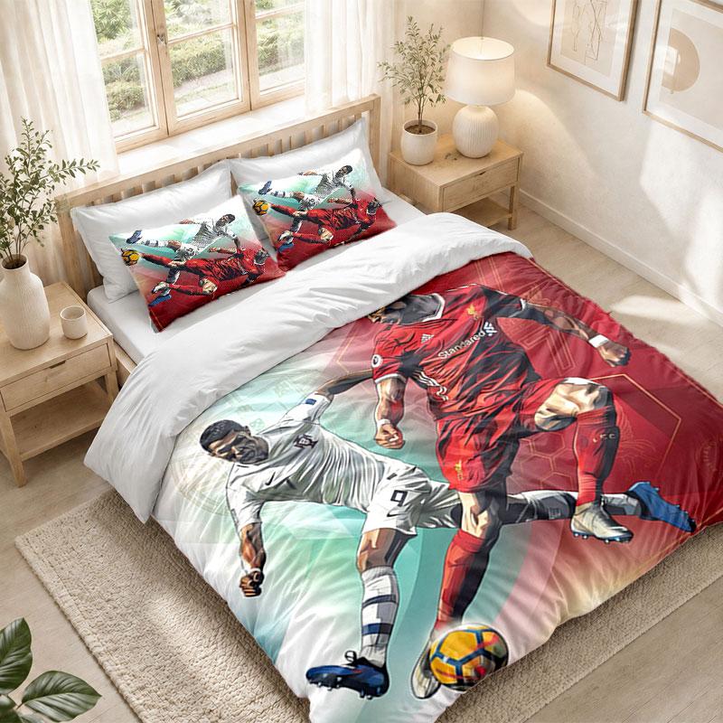 Bedding Set 1 Duvet Cover 2 Pillowcases Cristiano Ronaldo Print Bedroom Home Decoration