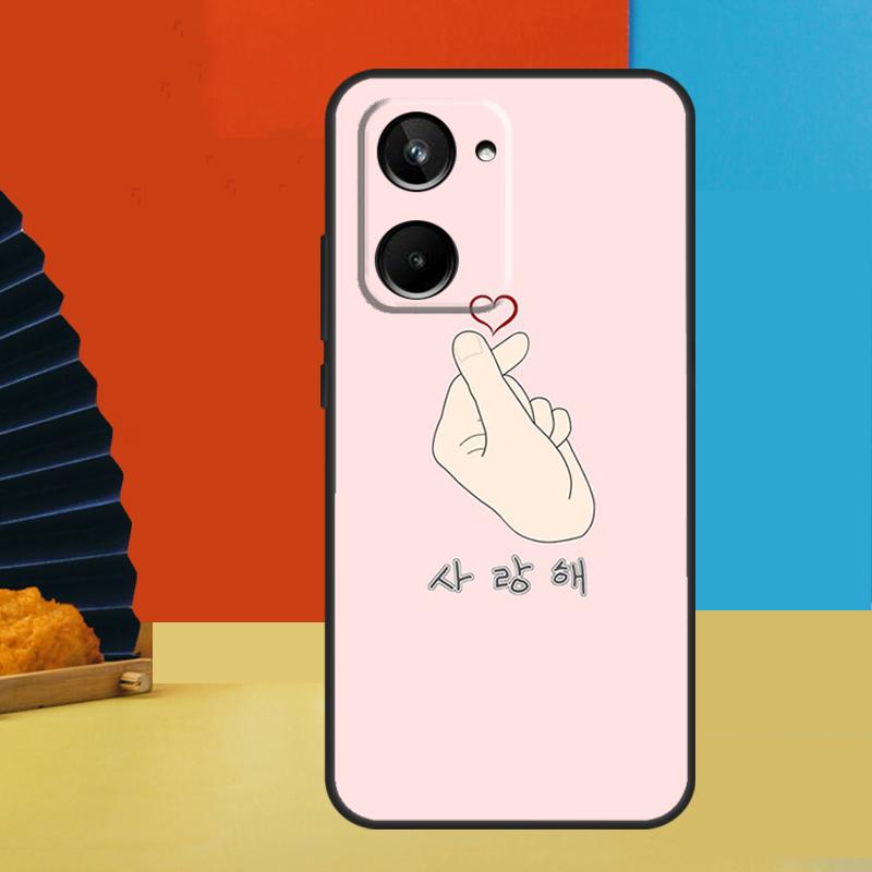 Cute Korean Font Saranghae I Love You For Realme 15 10 11 12 13 14 Pro Plus C67 C65 C63 C61 C35 C55 C53 C51 C71 C75 GT7 Pro Case